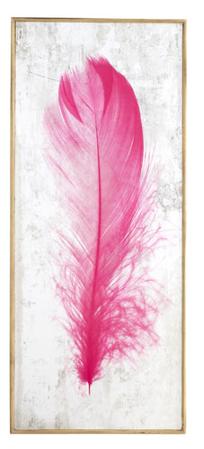 Pink Feather Print on Wood by Classy Art MH1164B