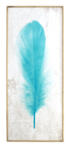 Blue Feather Print on Wood by Classy Art MH1165B