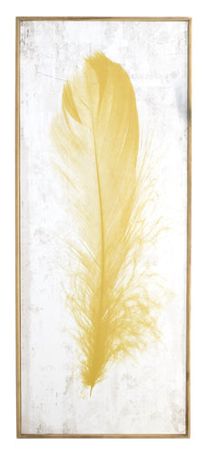 Yellow Feather Print on Wood by Classy Art MH1166B