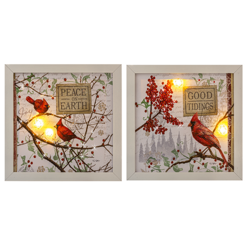 LED Light Up Cardinal Wall Decor Canvas - Peace on Earth & Good Tidings by Ganz MX185474