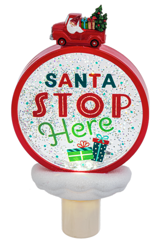 Santa Shimmer LED Disk Night Light - Santa Stop Here by Ganz MX190266