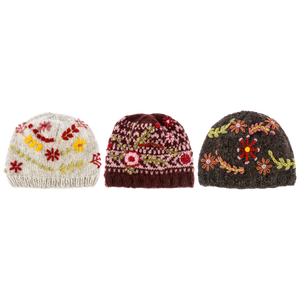 Knit Embroidered Floral Winter Hats by Ganz MX194498
