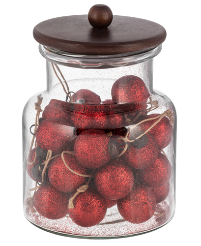 Red Glitter Ball Ornaments in a Glass Jar (30pc ppk) by Ganz MX196586