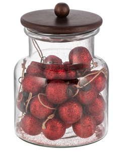 Red Glitter Ball Ornaments in a Glass Jar (30pc ppk) by Ganz MX196586
