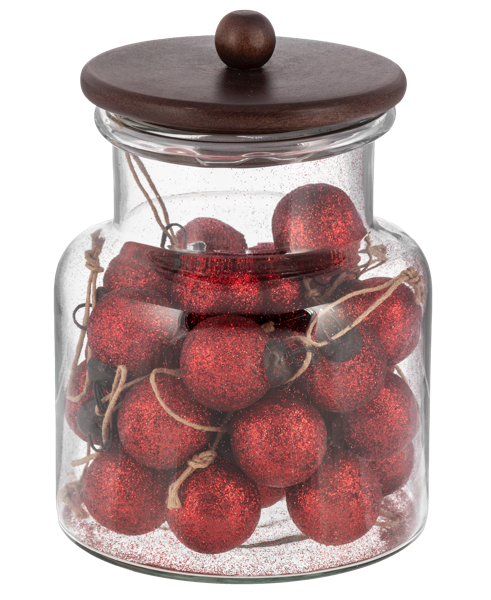 Red Glitter Ball Ornaments in a Glass Jar (30pc ppk) by Ganz MX196586