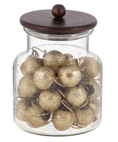 Gold Glitter Ball Ornaments in a Glass Jar (30pc ppk) by Ganz MX196589
