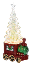 Load image into Gallery viewer, LED Light Up Shimer Train w/ Tree Figurine by Ganz MX197857