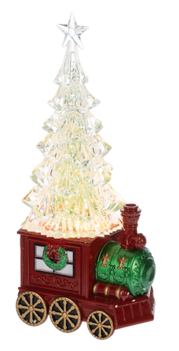 LED Light Up Shimer Train w/ Tree Figurine by Ganz MX197857