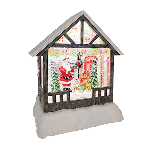 LED Light Up Shimmer Santa's Cabin Figurine by Ganz MX200210