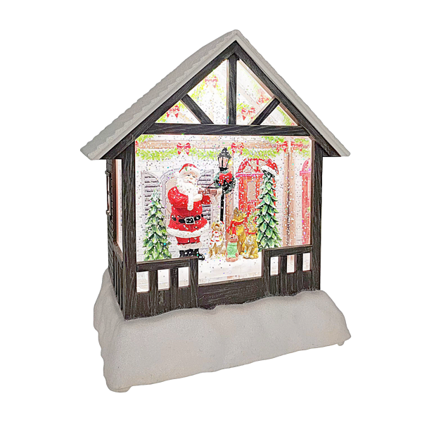 LED Light Up Shimmer Santa's Cabin Figurine by Ganz MX200210