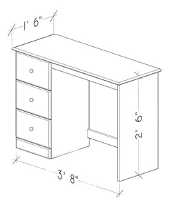 Essential 44" 3 Drawer Desk by Perdue 15443 Aspen Oak