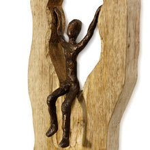 Load image into Gallery viewer, Human Descending Carved Wood &amp; Pewter Sculpture by StyleCraft AI51142