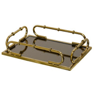 Metal Bamboo Design Tray with Black Glass by StyleCraft AI71140