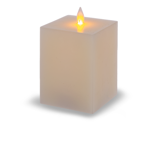 Square Ivory LED Wax Pillar Candle by Ganz ARDP1438