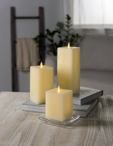 Square Ivory LED Wax Pillar Candle by Ganz ARDP1439