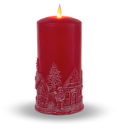 Holiday Themed LED Wax Pillar Candle by Ganz ARDX1481