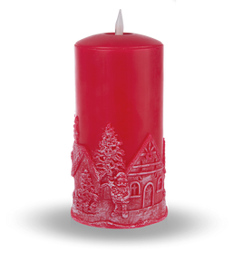 Holiday Themed LED Wax Pillar Candle by Ganz ARDX1481