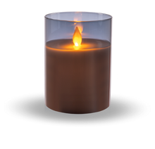 Load image into Gallery viewer, Flameless LED Candle in Smoked Grey Glass by Ganz ARG1400