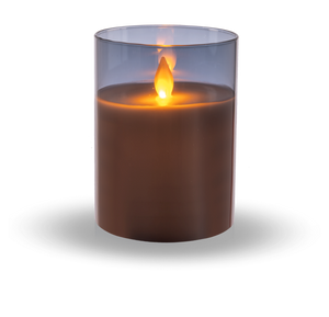 Flameless LED Candle in Smoked Grey Glass by Ganz ARG1400