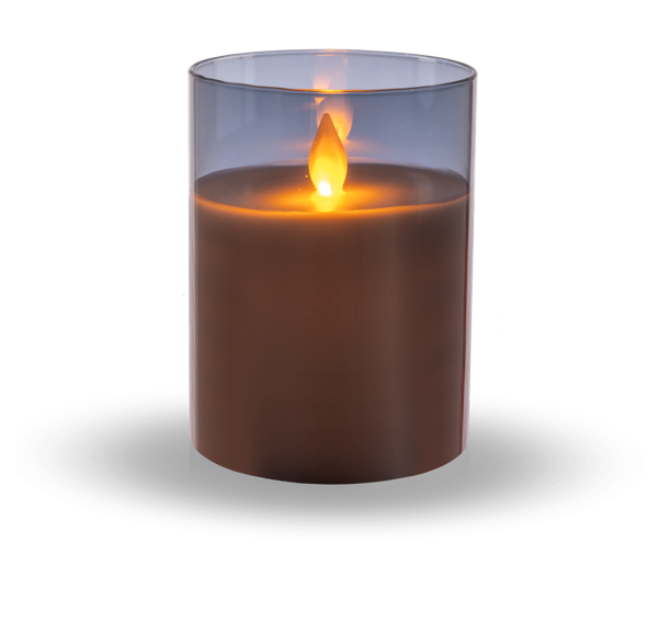 Flameless LED Candle in Smoked Grey Glass by Ganz ARG1400