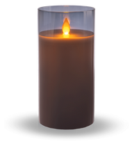 Load image into Gallery viewer, Flameless LED Candle in Smoked Grey Glass by Ganz ARG1401