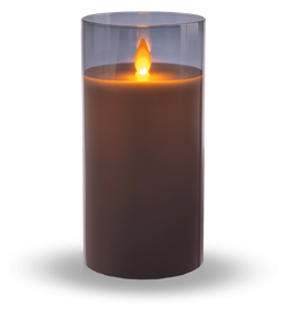 Flameless LED Candle in Smoked Grey Glass by Ganz ARG1401