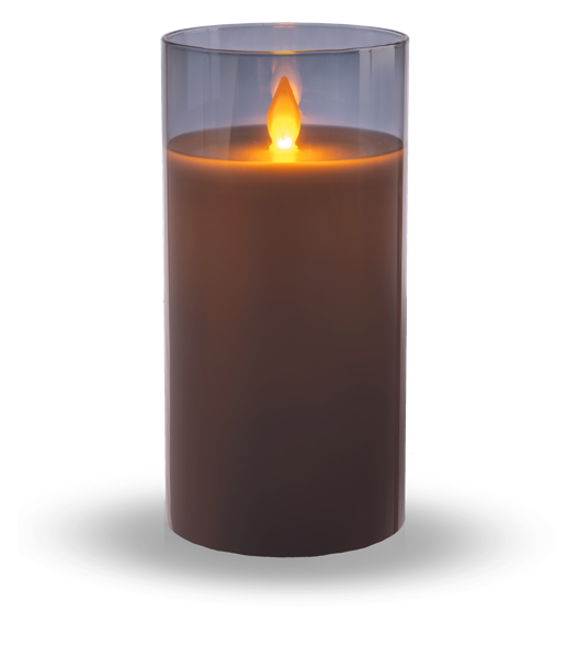 Flameless LED Candle in Smoked Grey Glass by Ganz ARG1401