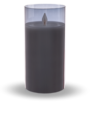 Load image into Gallery viewer, Flameless LED Candle in Smoked Grey Glass by Ganz ARG1401