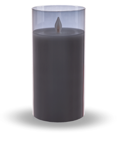 Flameless LED Candle in Smoked Grey Glass by Ganz ARG1401