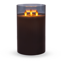 Load image into Gallery viewer, Flameless LED Candle in Smoked Grey Glass by Ganz ARG1445