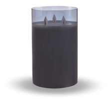 Load image into Gallery viewer, Flameless LED Candle in Smoked Grey Glass by Ganz ARG1445