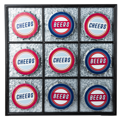 Beer Bottle Cap Tic-Tac-Toe Magnetic Wall Decor by Ganz CB175307