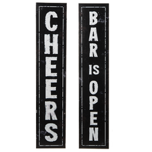Load image into Gallery viewer, &quot;Bar is Open&quot; Or &quot;Cheers&quot; Tabletop Signs with Easels by Ganz CB176025
