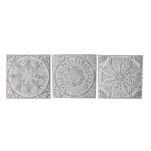 Load image into Gallery viewer, White Enamel Embossed Medallion (3 pc ppk) Wall Decor by Ganz CB176299