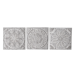 White Enamel Embossed Medallion (3 pc ppk) Wall Decor by Ganz CB176299