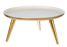 Load image into Gallery viewer, White Enamel with Gold Tripod Base Pedestal Stand (2pc set) by Ganz CB176736