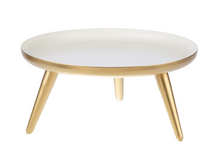 Load image into Gallery viewer, White Enamel with Gold Tripod Base Pedestal Stand (2pc set) by Ganz CB176736