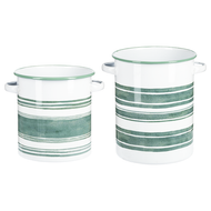Sage & White Striped Enamel Container with Handles by Ganz CB177208