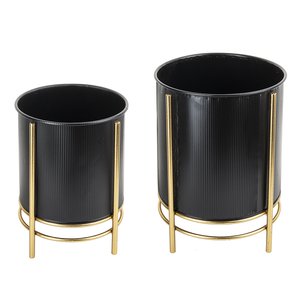 Black with Gold Accent Planter (2 pc set) by Ganz CB178306