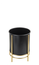 Load image into Gallery viewer, Black with Gold Accent Planter (2 pc set) by Ganz CB178306