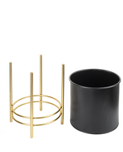 Load image into Gallery viewer, Black with Gold Accent Planter (2 pc set) by Ganz CB178306