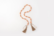 Load image into Gallery viewer, Gold, Natural, Rust Wood Beaded Garland with Tassel by Ganz CB179275
