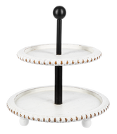 Whitewash Beaded Edge Two-Tier Pedestal Stand by Ganz CB179374