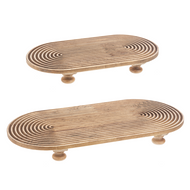 Oval Embossed Lines Tray with Feet (2pc set) by Ganz CB180711