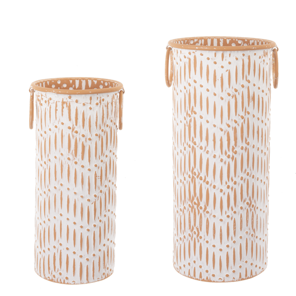 Tall Embossed Zig Zag Terracotta Planter by Ganz CB180918