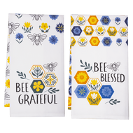 Bee Grateful & Bee Blessed Tea Towel by Ganz CB181586