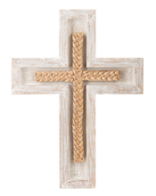 Load image into Gallery viewer, Framed Natural Braided Wall Cross by Ganz CB181757