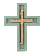 Load image into Gallery viewer, Framed Natural Braided Wall Cross by Ganz CB181757