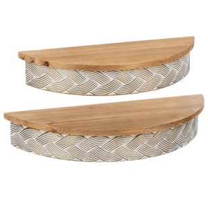 Braided Whitewash Gold Embossed Edge Wall Shelf by Ganz CB182975