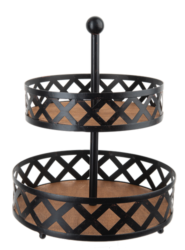 Black Open Weave Two-Tier Stand by Ganz CB183130